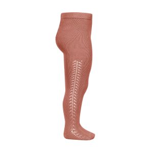 Leotardos de algodón cálido con calado lateral Terracota