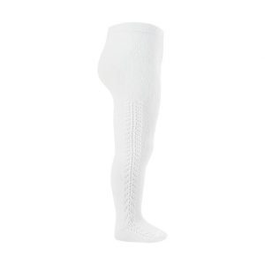 Leotardos de algodón cálido con calado lateral blanco