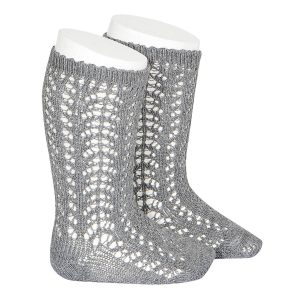 Calcetines altos algodón cálido calados Gris claro (230)