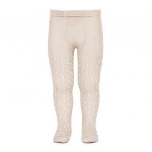 Leotardos perlé calado espiga lateral tonos beige