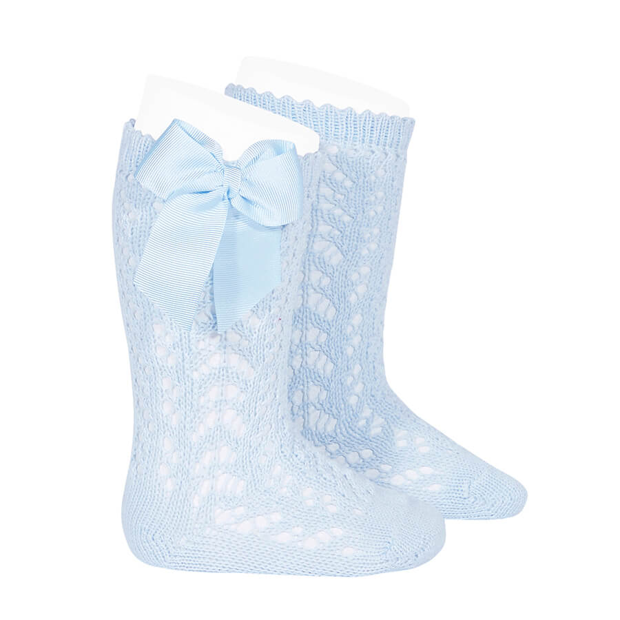 calcetin alto calado con lazo azul bebe condor