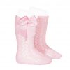 calcetin alto calado con lazo rosa condor