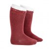 calcetin alto puntilla puño marsala condor