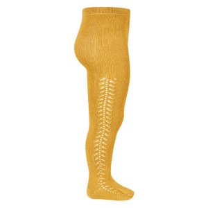 Leotardos de algodón cálido con calado lateral Mostaza