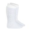 calcetin alto calado geometrico perle blanco condor