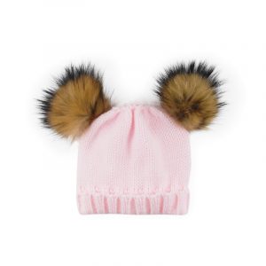Gorro punto 2 pompones pelo