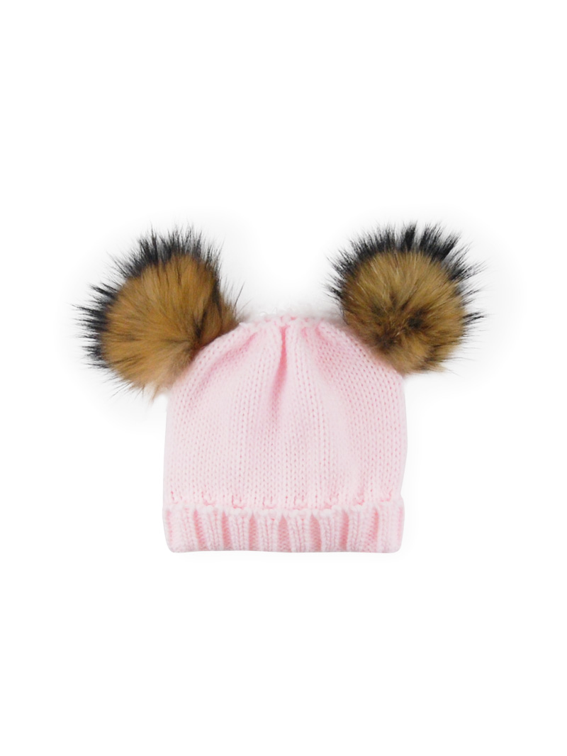 Gorro punto 2 pompones pelo