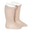 calcetin alto puntilla puño rosa empolvado condor
