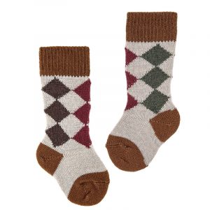 Calcetin alto rombos merino