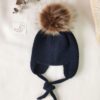 Gorro aviador punto pompón marino
