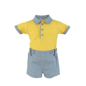Conjunto polo amarillo, pantalon vichy miranda 517