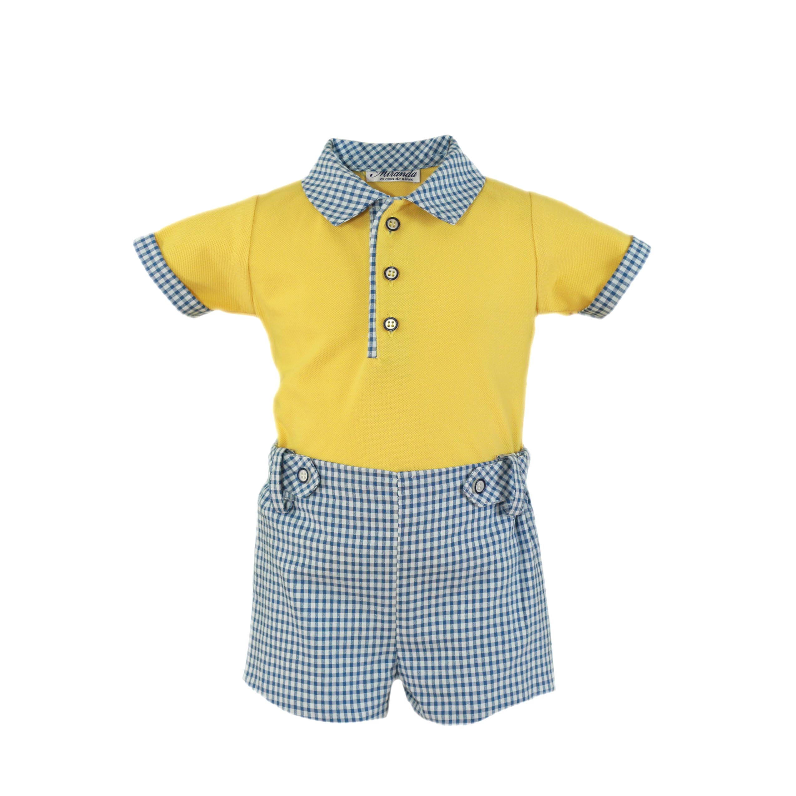 517 23 Conjunto polo amarillo, pantalon vichy miranda 517