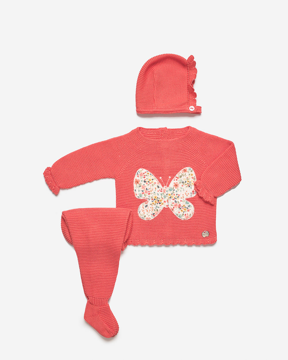Conjunto punto bebé perlé mariposa