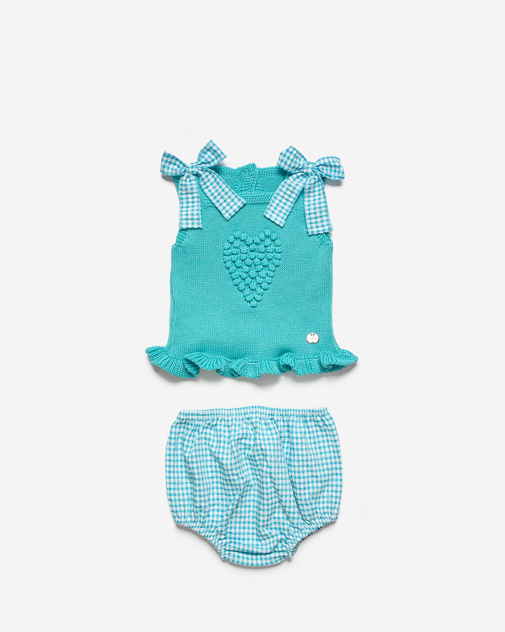 Conjunto braga vichy turquesa