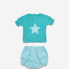 J7093 Conjunto pantalón bebé niño vichy turquesa