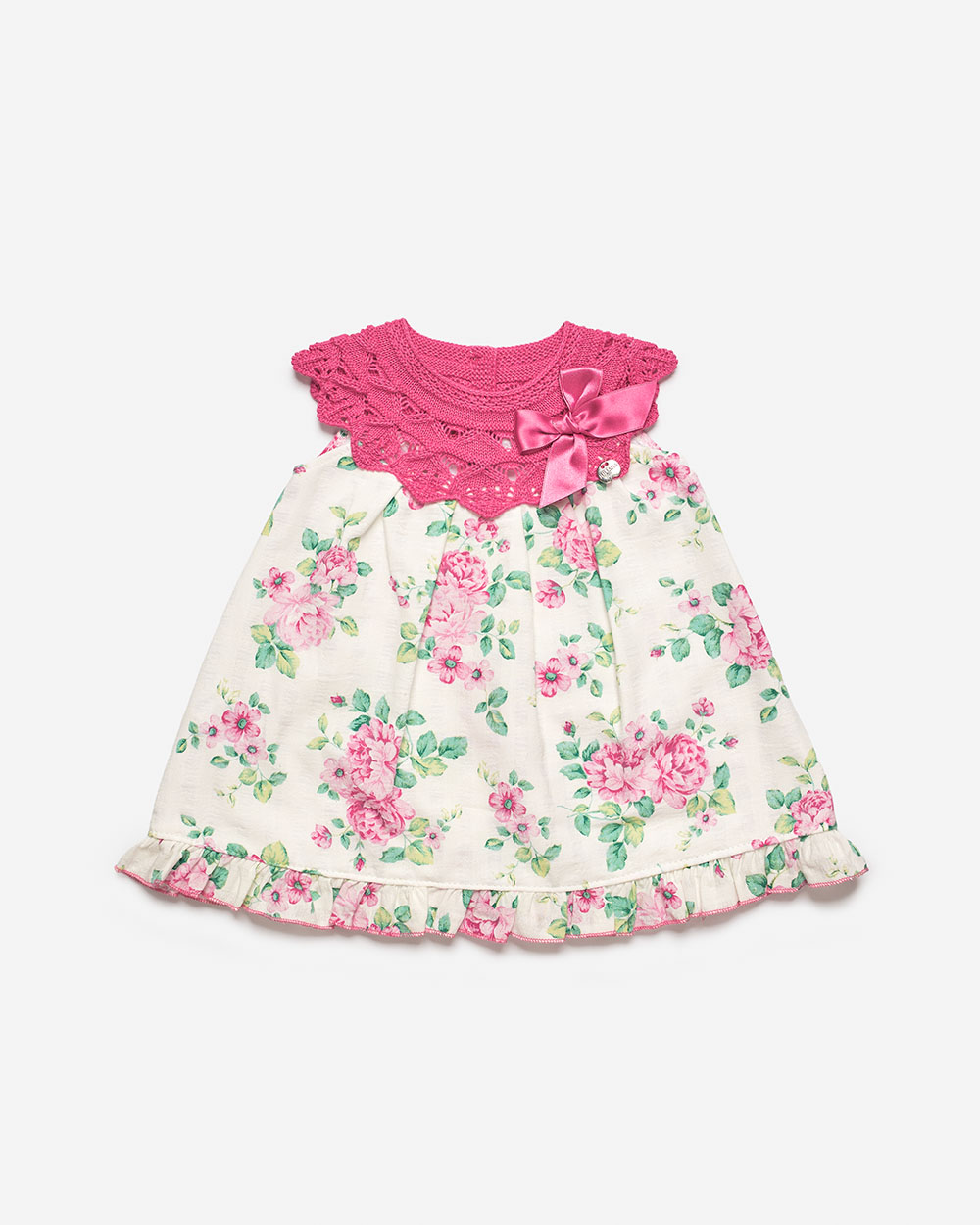 Vestido perlé fresa flores bebé niña