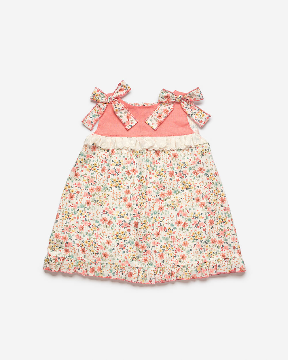 Vestido flores coral niña