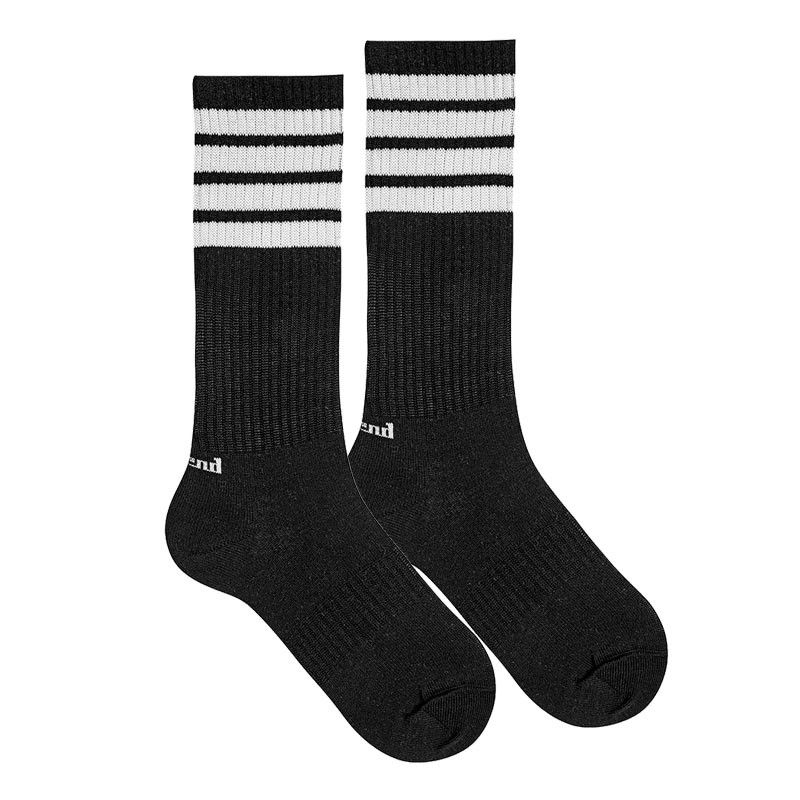 calcetin alto sport 4 rayas negro cóndor