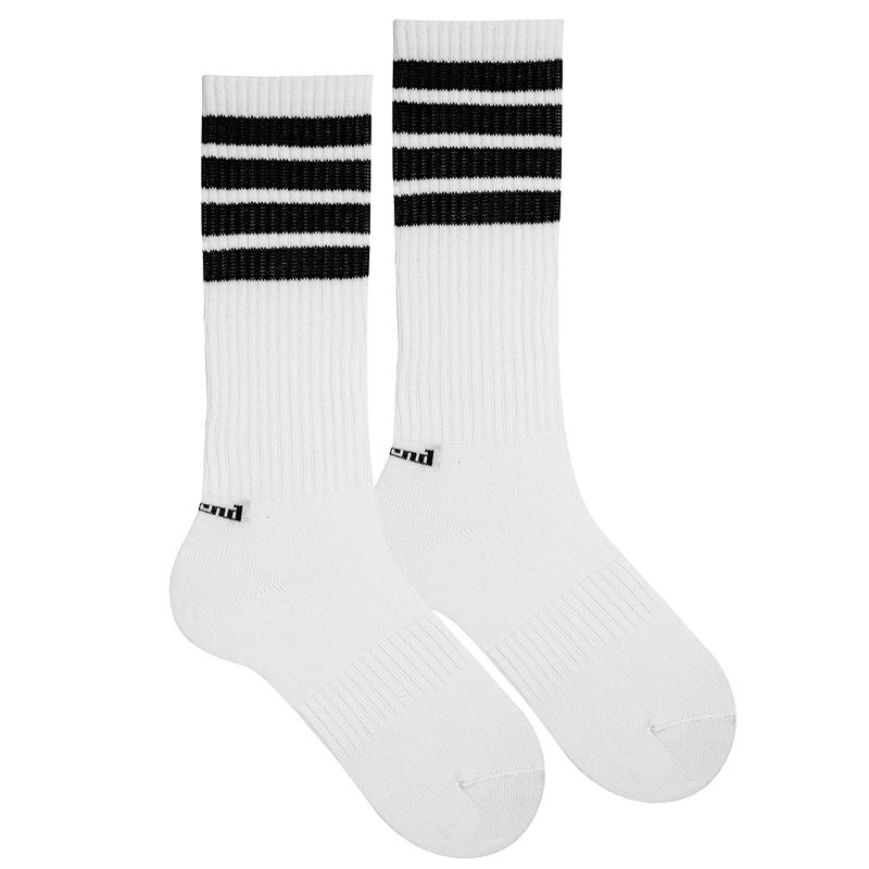 calcetin alto sport 4 rayas blanco cóndor