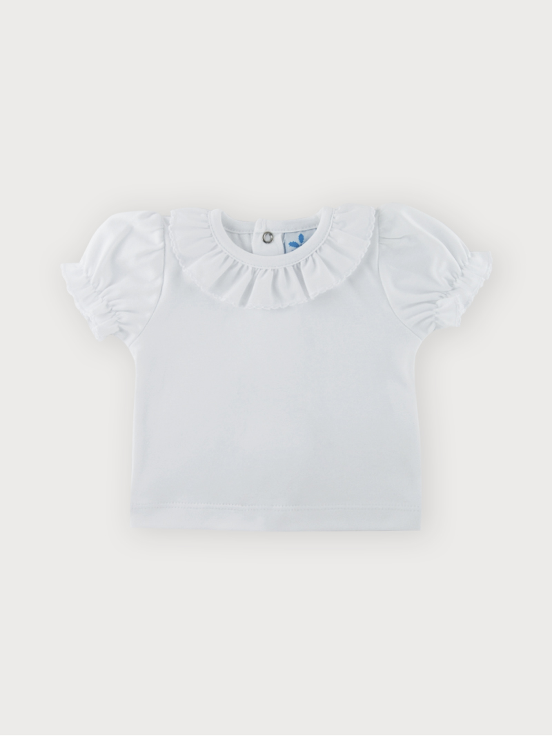 Camiseta con cuello volante basica blanca sardon