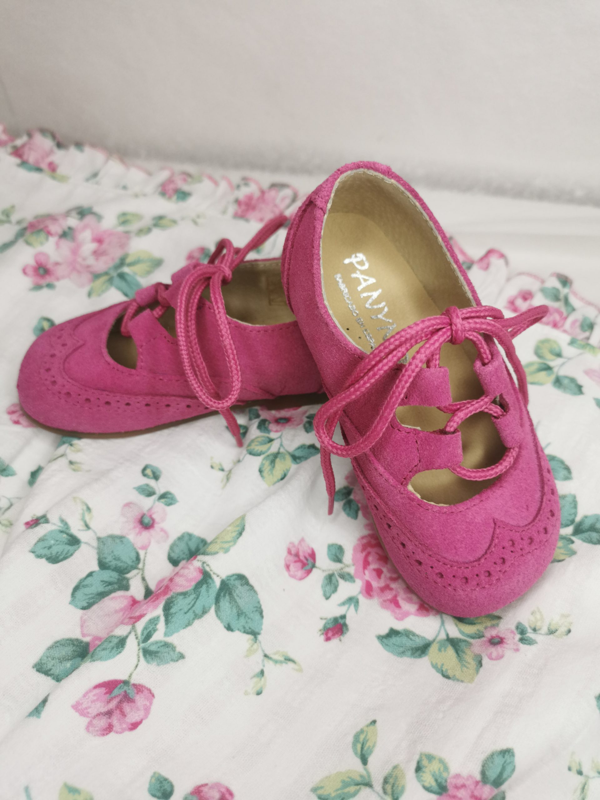 Inglesito piel serraje zapatito fucsia