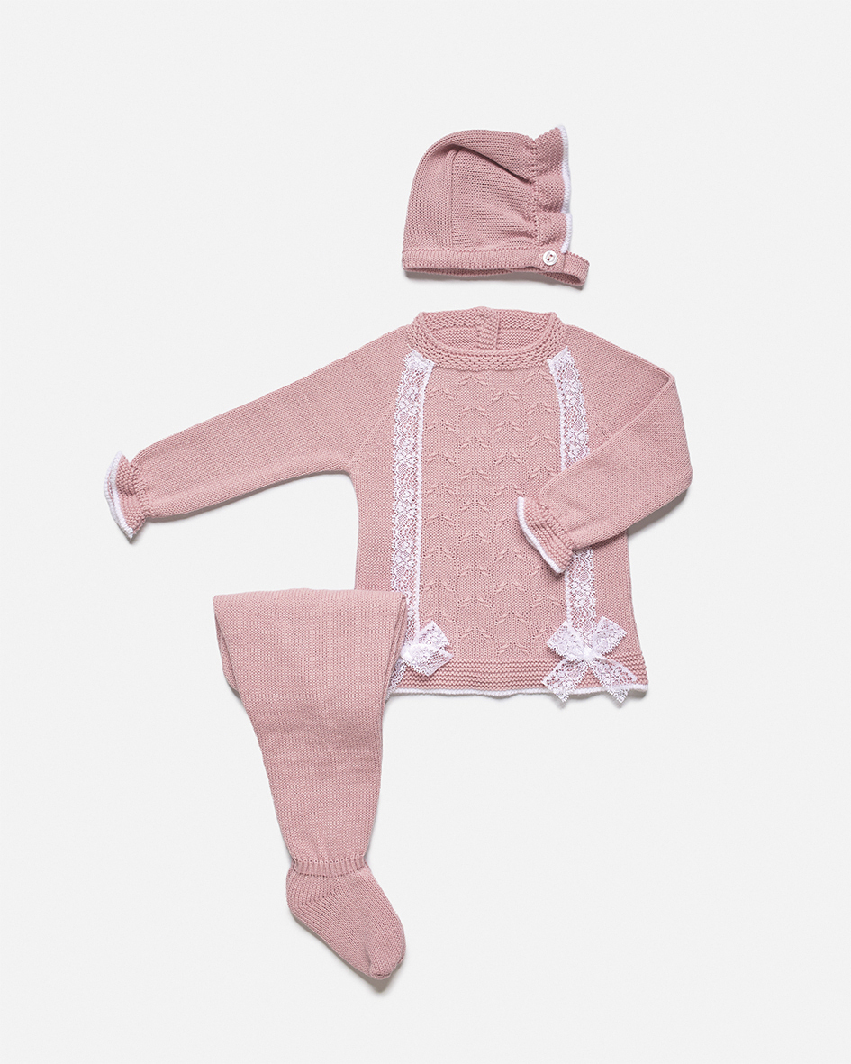 Conjunto bebe punto uves puntilla juliana