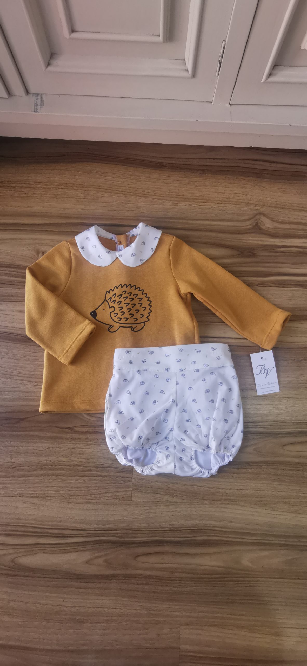 Conjunto erizo blanca valiente niño