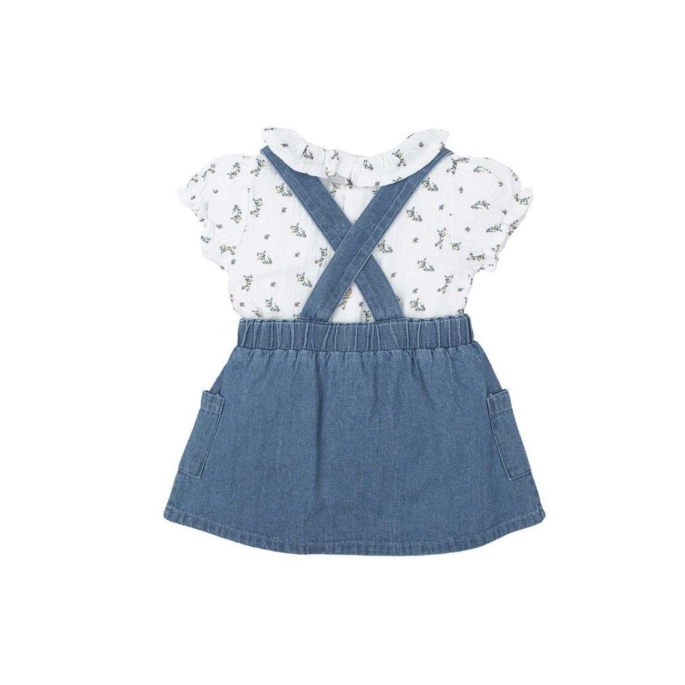 Conjunto peto-falda con camisa Clavel Babidu 42477