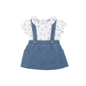 Conjunto peto-falda con camisa Clavel Babidu 42477