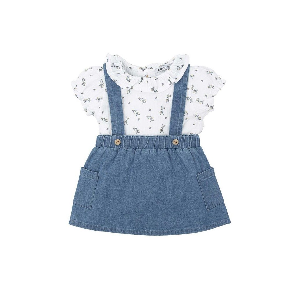 Conjunto peto-falda con camisa Clavel Babidu 42477