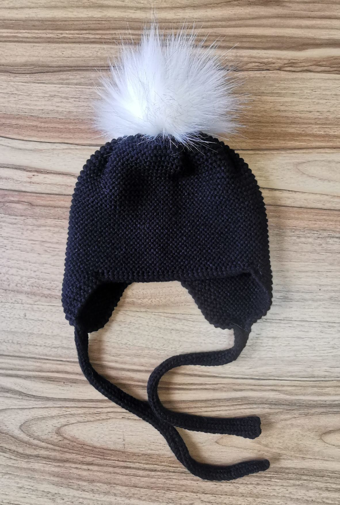 Gorro aviador pompon blanco marialex